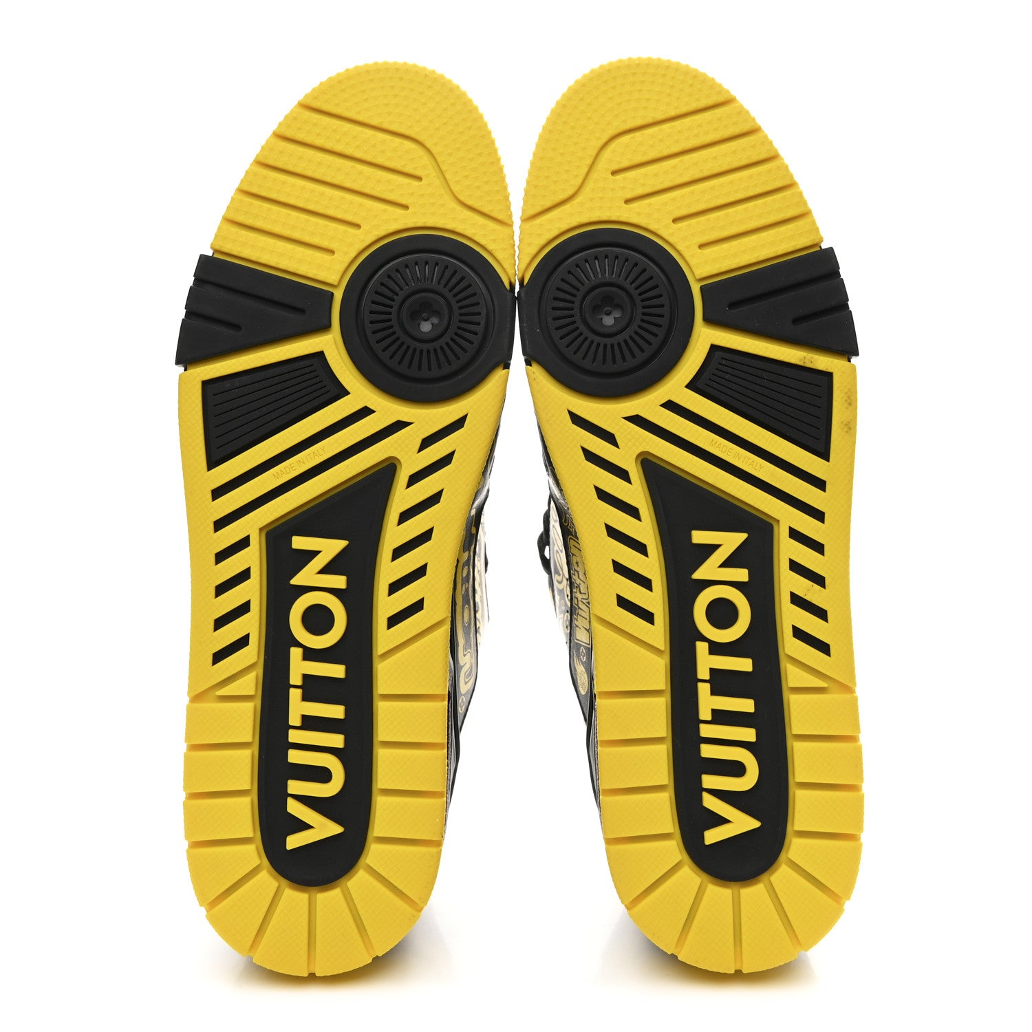 Louis Vuitton Calfskin Graffiti Mens LV Trainer Sneakers 8 Black Yellow 6 of 11