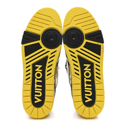 Louis Vuitton Calfskin Graffiti Mens LV Trainer Sneakers 8 Black Yellow 6 of 11