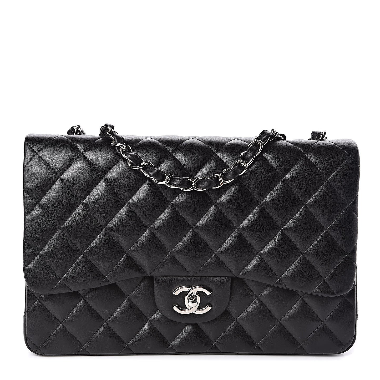 Lambskin Quilted Jumbo Single Flap Black