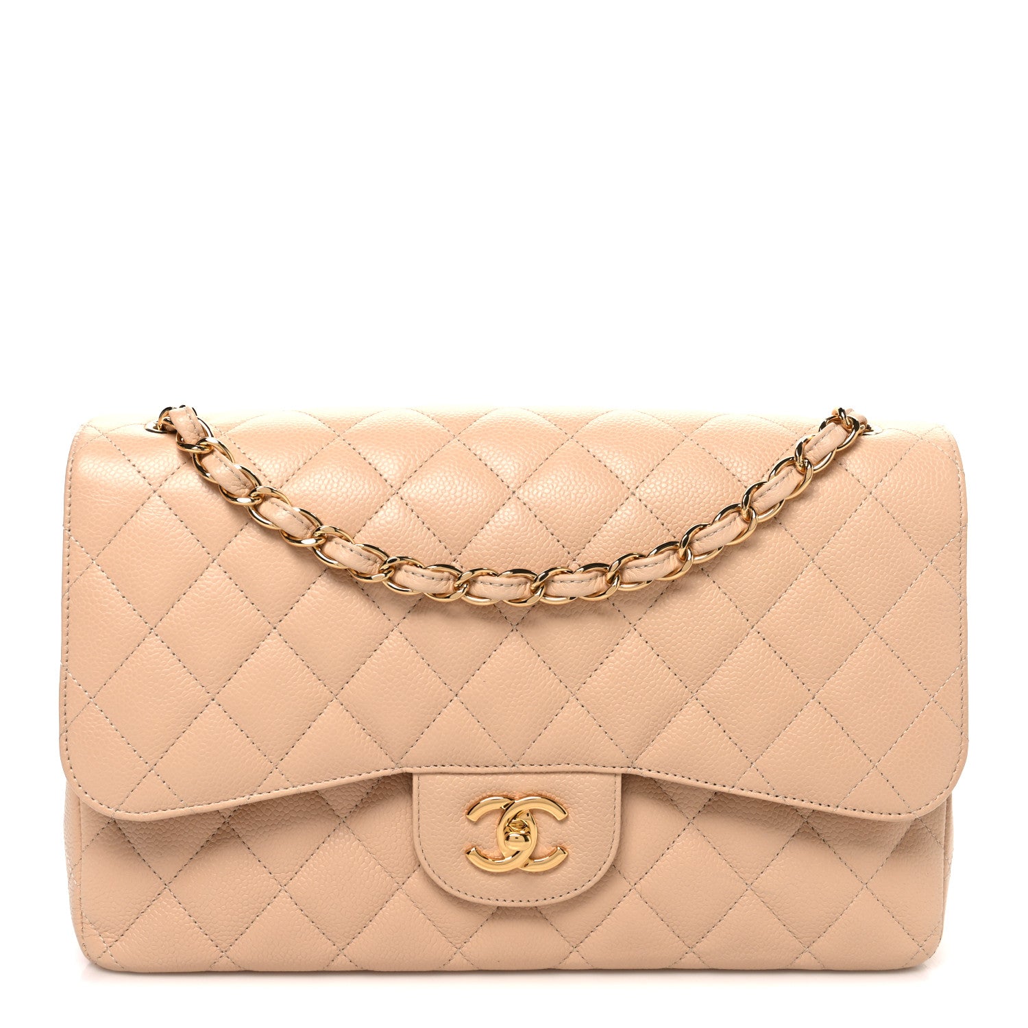 Chanel Caviar Quilted Jumbo Double Flap Beige 1 of 21