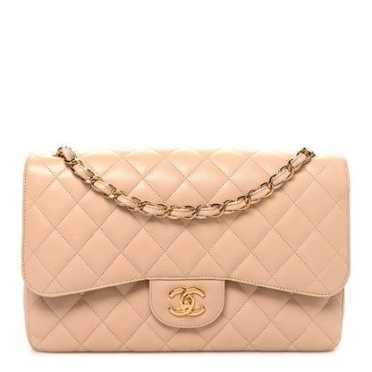 Chanel Caviar Quilted Jumbo Double Flap Beige 1 of 21