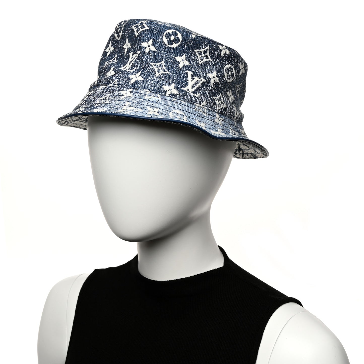 Monogram Denim Jacquard Bob Bucket Hat M Blue