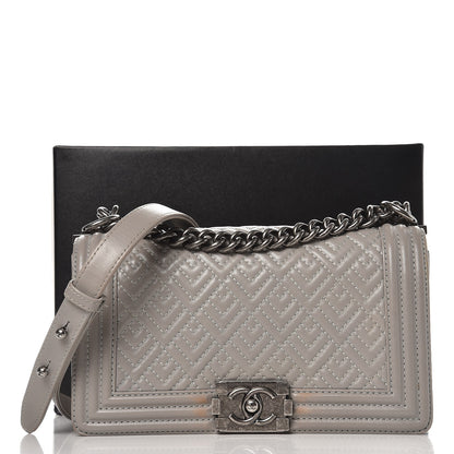 Chanel Lambskin Chevron Quilted Medium Boy Flap Grey 17 of 17