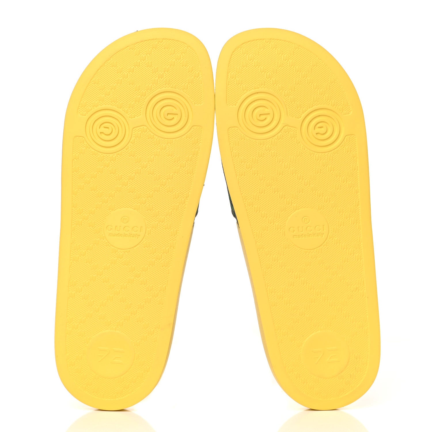 Gucci GG Supreme Monogram Smiling Plants Slide Sandals 35 Yellow Multicolor 5 of 10