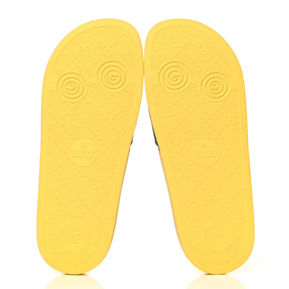 Gucci GG Supreme Monogram Smiling Plants Slide Sandals 35 Yellow Multicolor 5 of 10