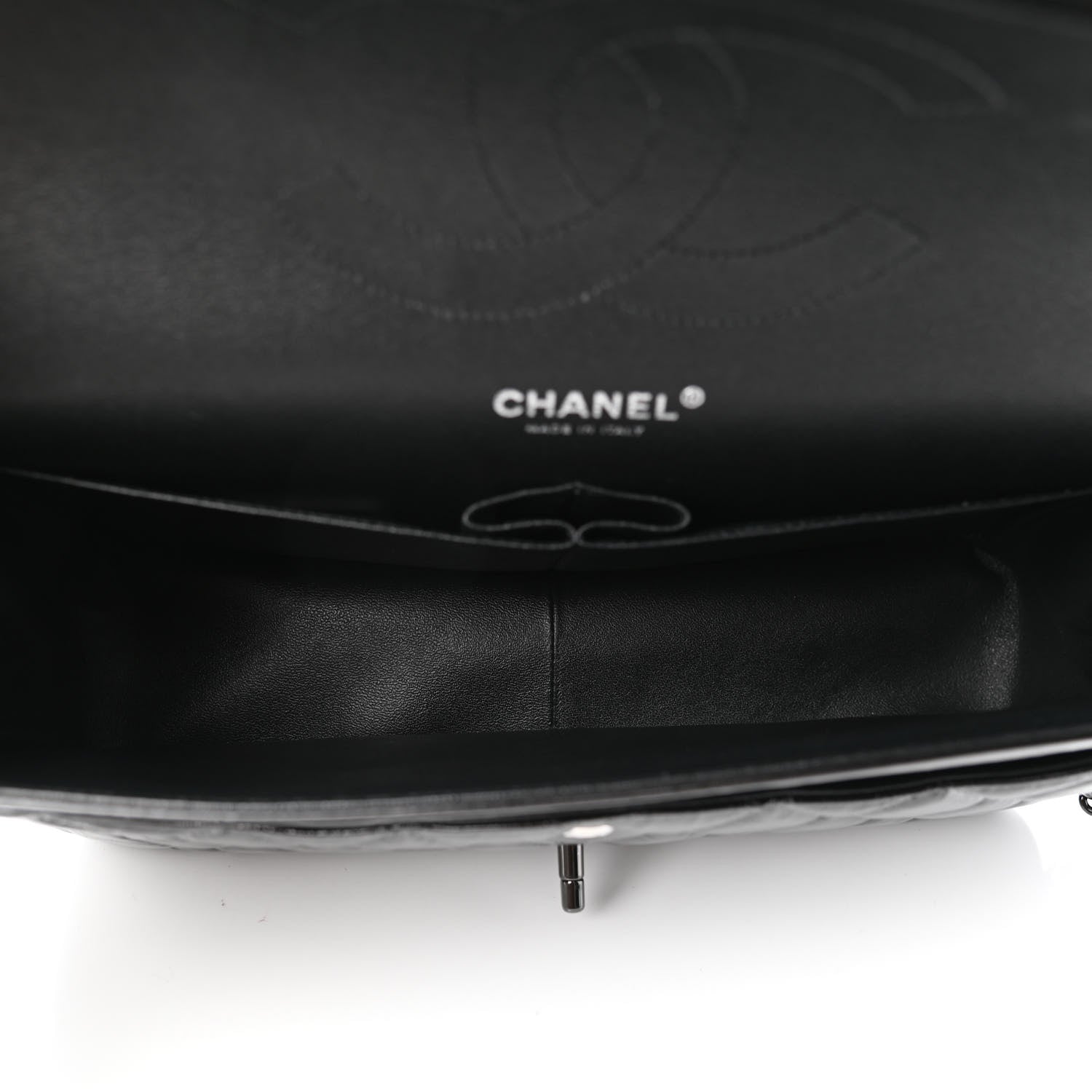 Chanel Shiny Distressed Calfskin Quilted Jumbo Double Flap So Black 5 of 11