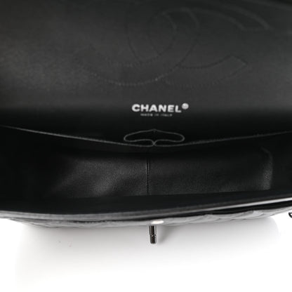Chanel Shiny Distressed Calfskin Quilted Jumbo Double Flap So Black 5 of 11