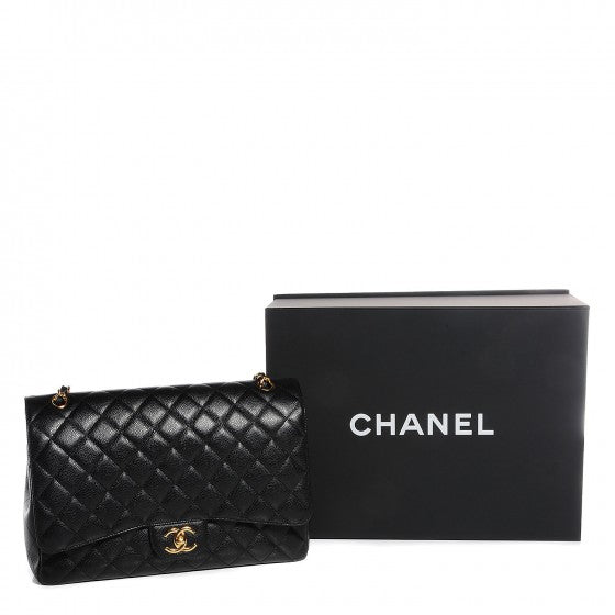 Caviar Quilted Maxi Double Flap Black