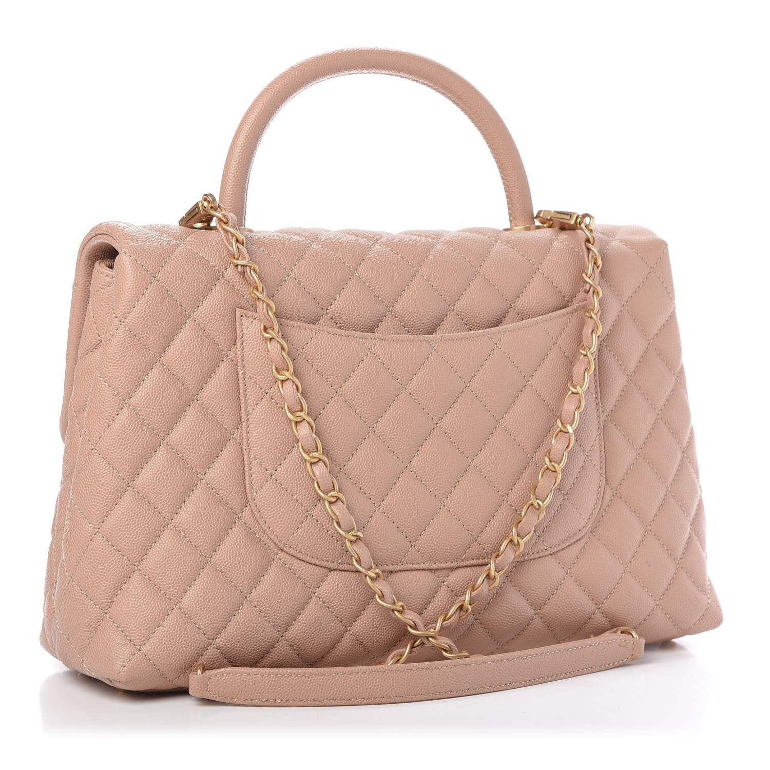 Chanel Caviar Quilted Medium Coco Handle Flap Light Beige 3 of 9