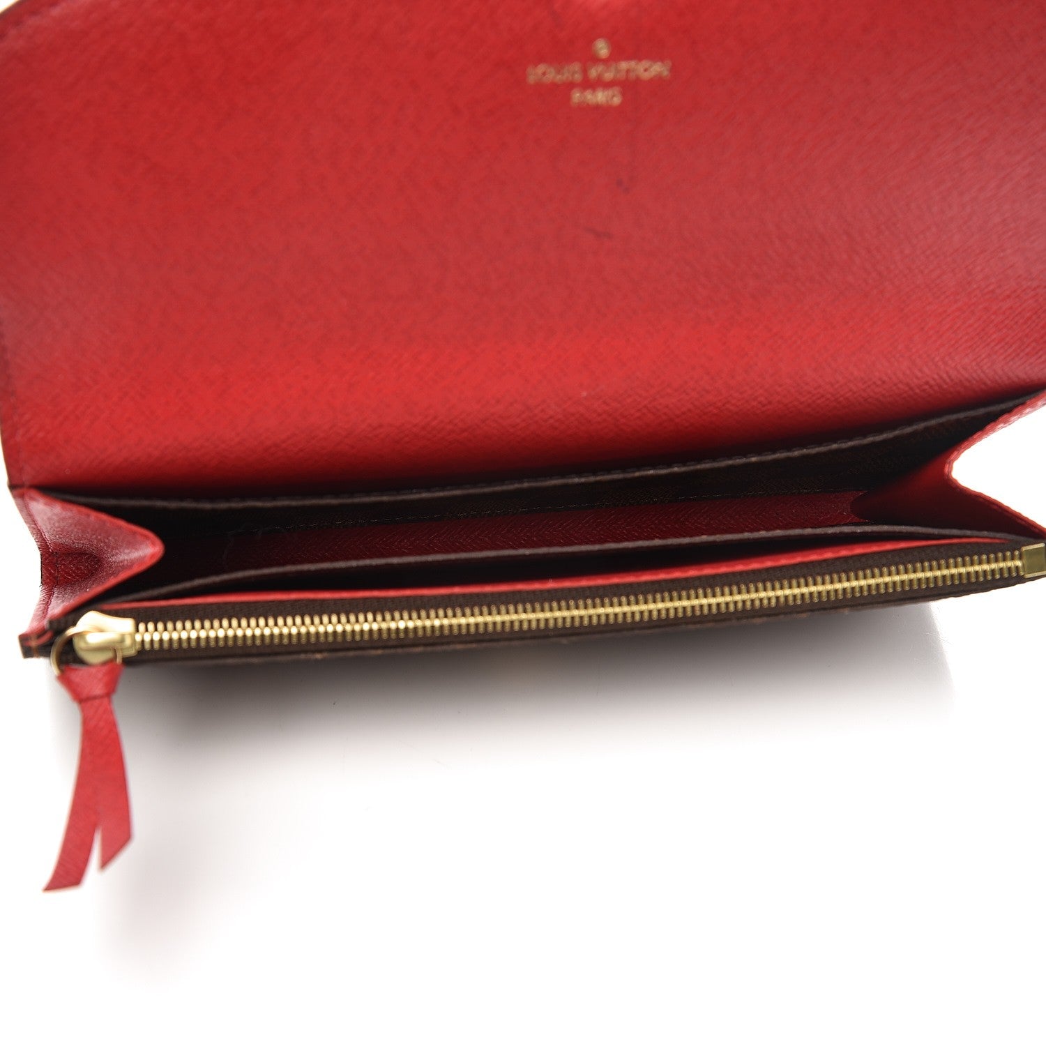 Louis Vuitton Damier Ebene Emilie Wallet Red 6 of 7