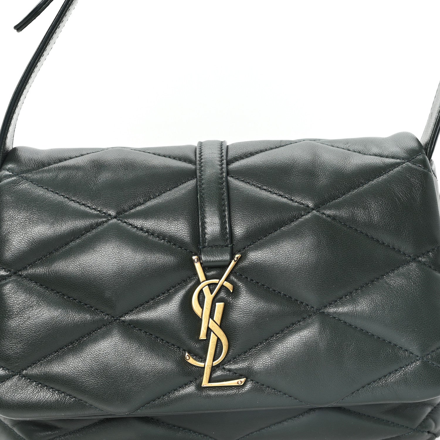 Saint Laurent Lambskin Quilted Le 57 Diamond Shoulder Bag Vert Fonce 8 of 11
