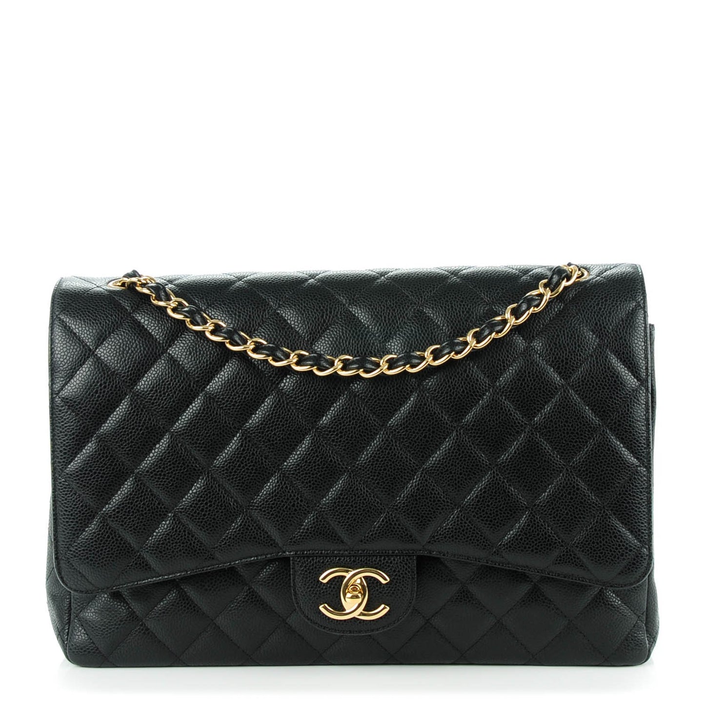 Caviar Quilted Maxi Double Flap Black