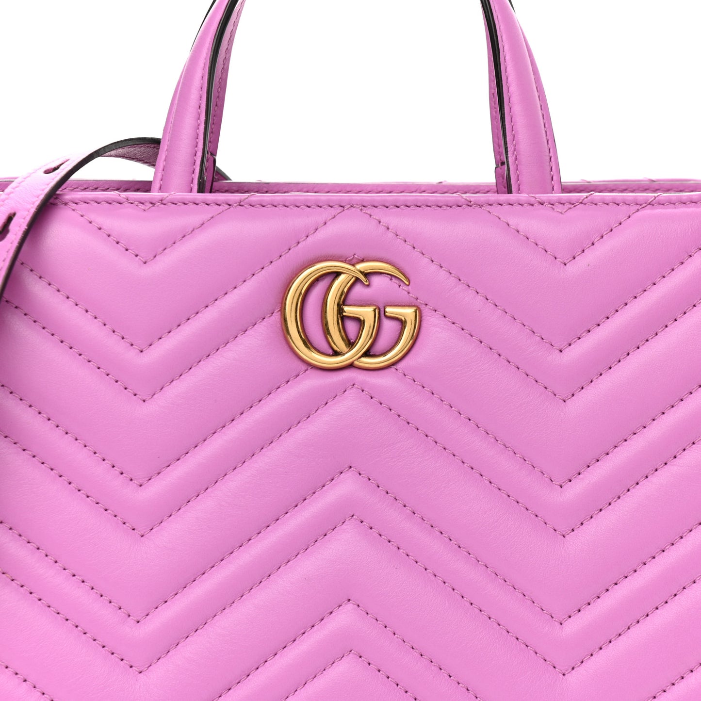 Calfskin Matelasse Small GG Marmont Tote Candy Mousse