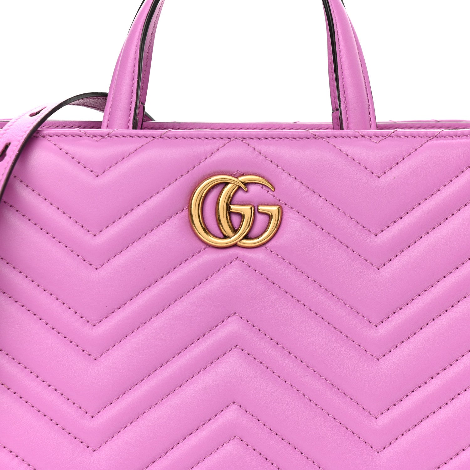 Gucci Calfskin Matelasse Small GG Marmont Tote Candy Mousse 10 of 17