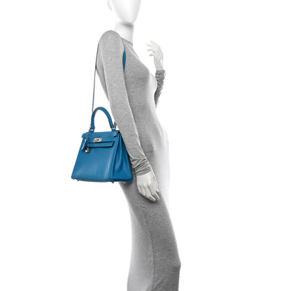 Hermes Evercolor Kelly Retourne 28 Bleu Frida 2 of 11