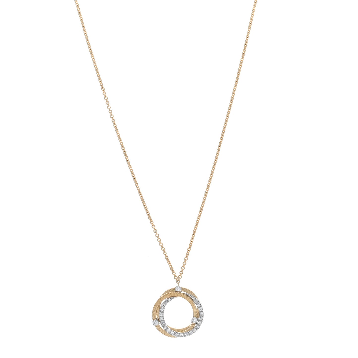 18K Yellow White Gold Diamond Goa Pendant Necklace