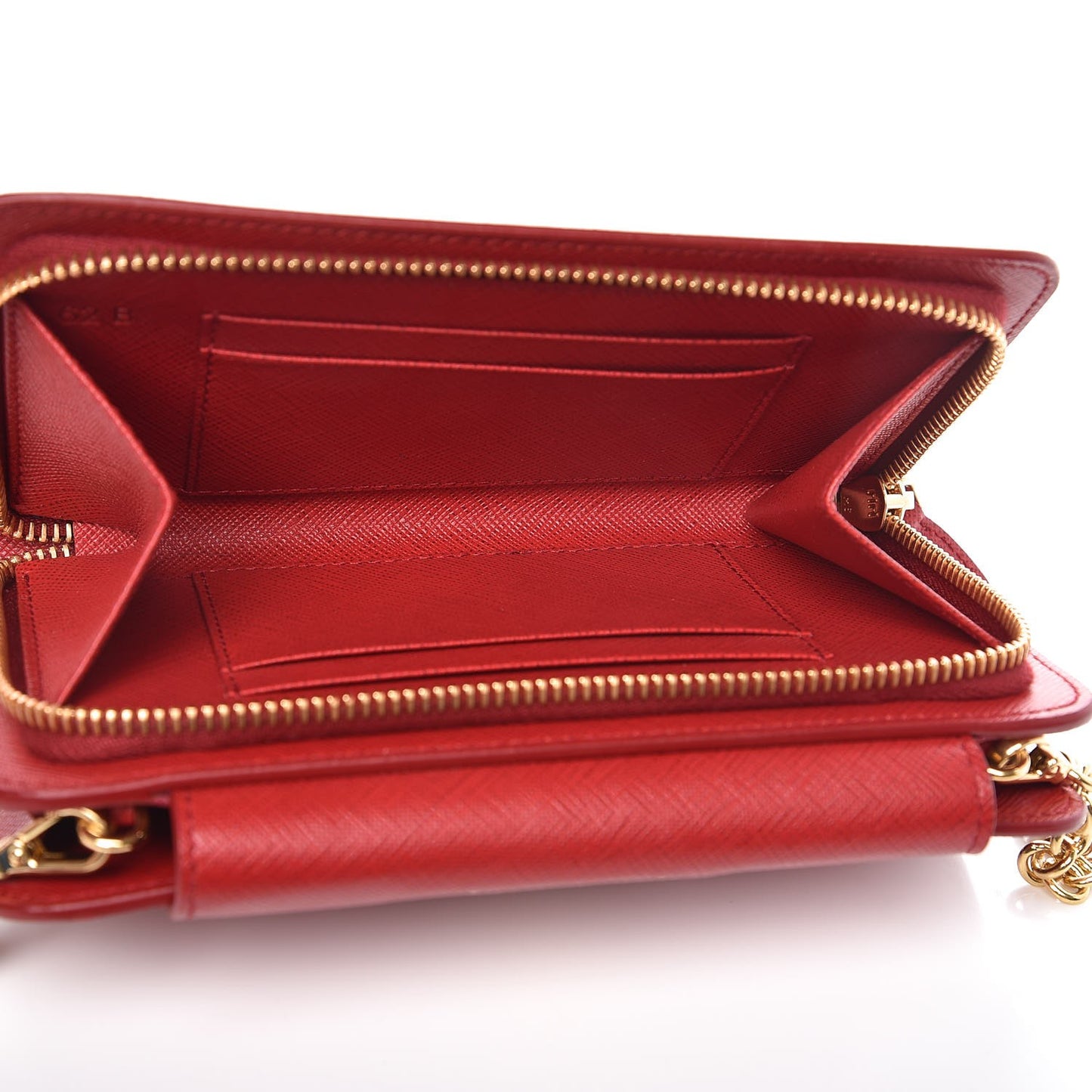 Saffiano Metal Mini Chain Wallet Fuoco