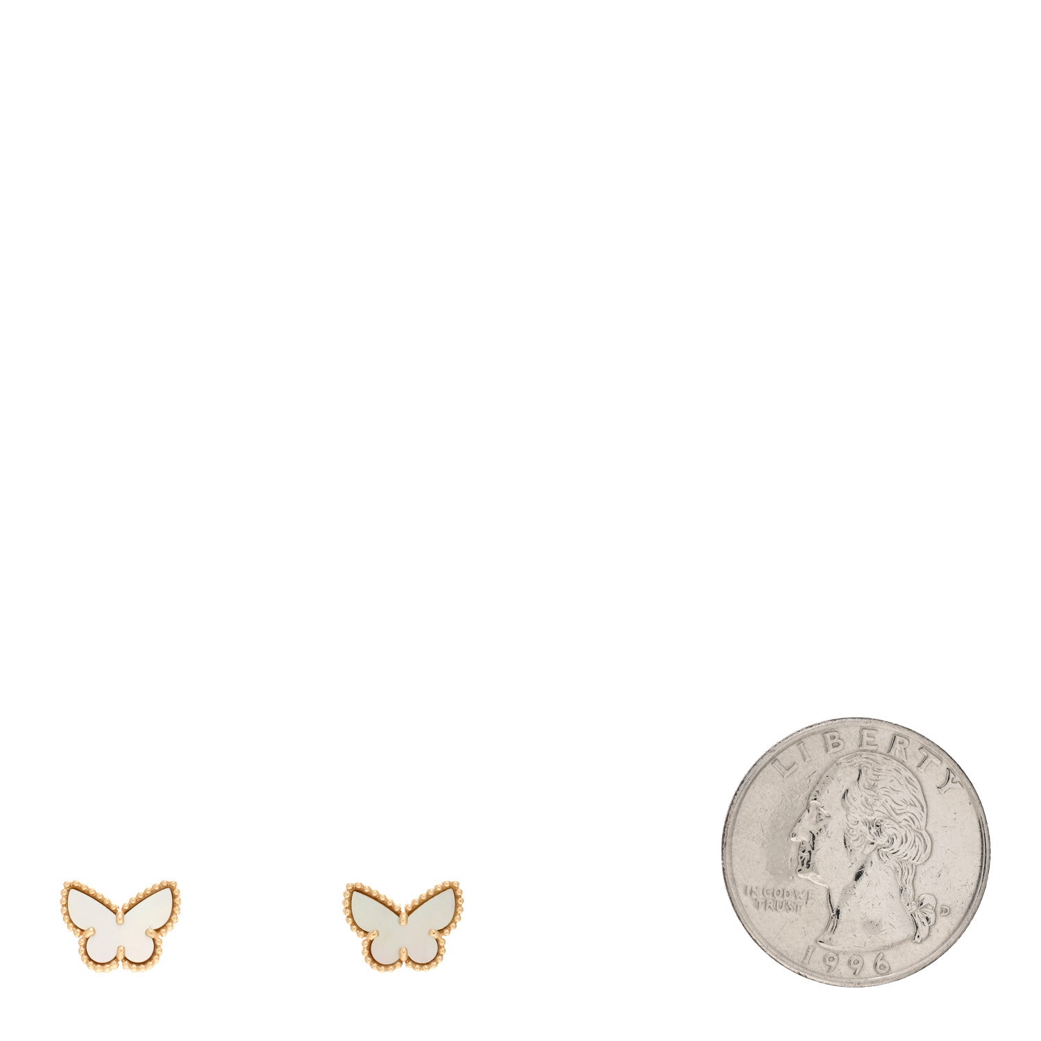 Van Cleef & Arpels 18K Yellow Gold Mother of Pearl Sweet Alhambra Butterfly Earrings 2 of 5
