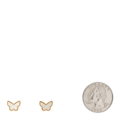 Van Cleef & Arpels 18K Yellow Gold Mother of Pearl Sweet Alhambra Butterfly Earrings 2 of 5