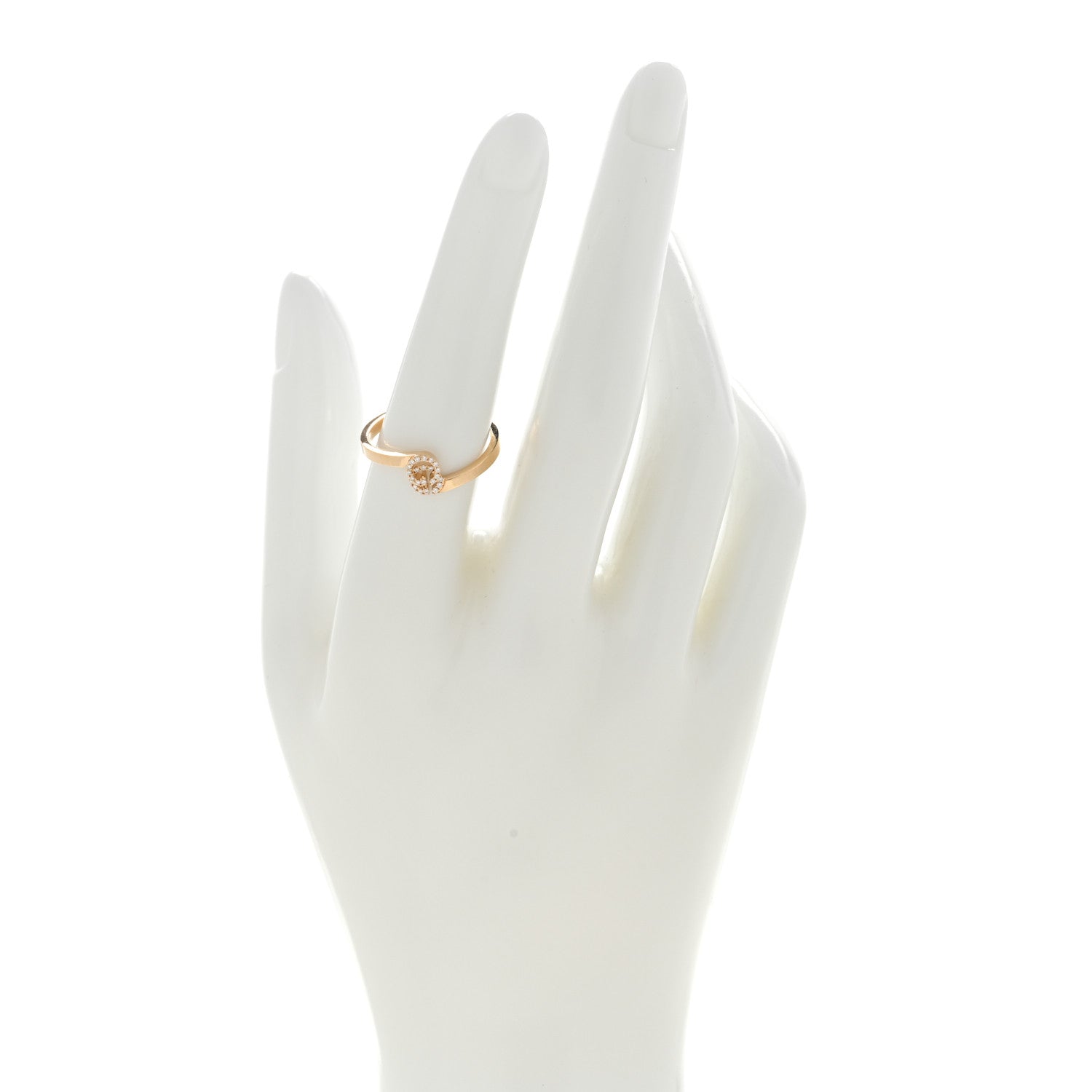 Gucci 18K Yellow Gold Diamond GG Running Ring 55 7.25 2 of 4