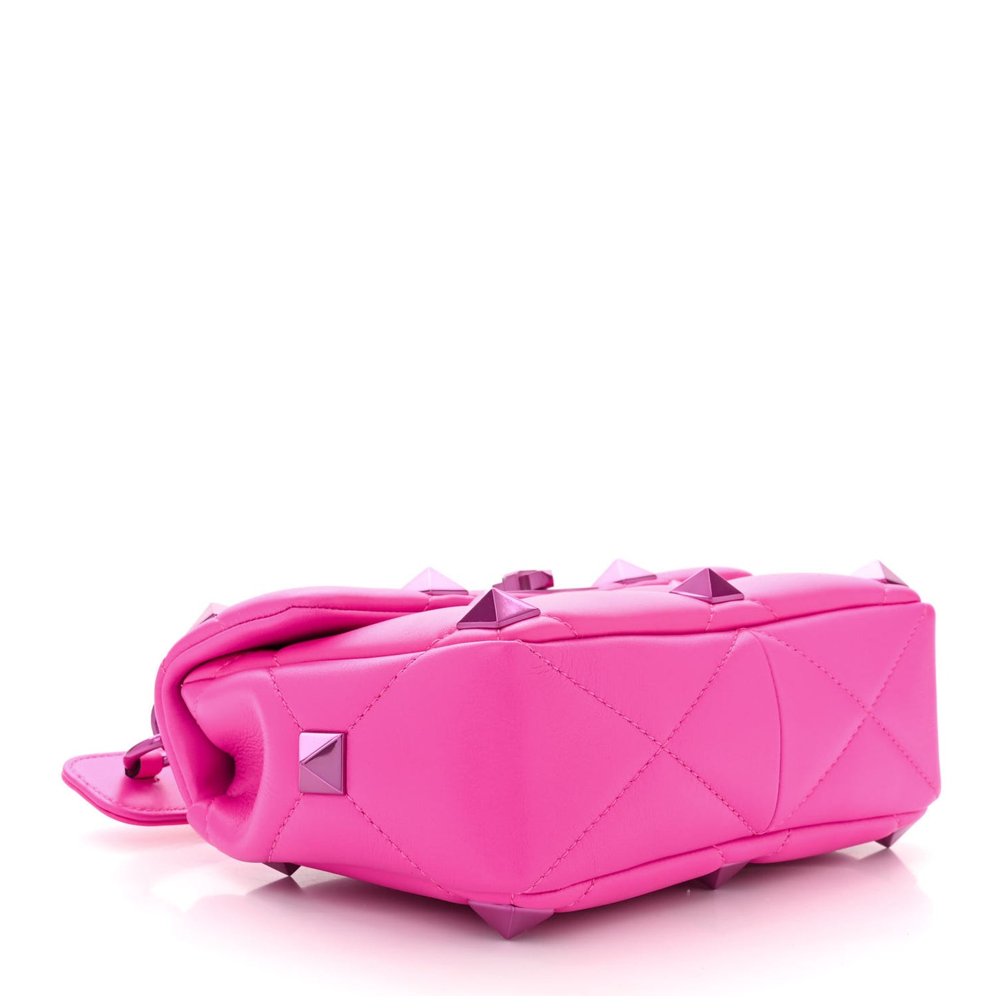 Nappa Lacquer Monochrome Medium Roman Stud Shoulder Bag Pink PP