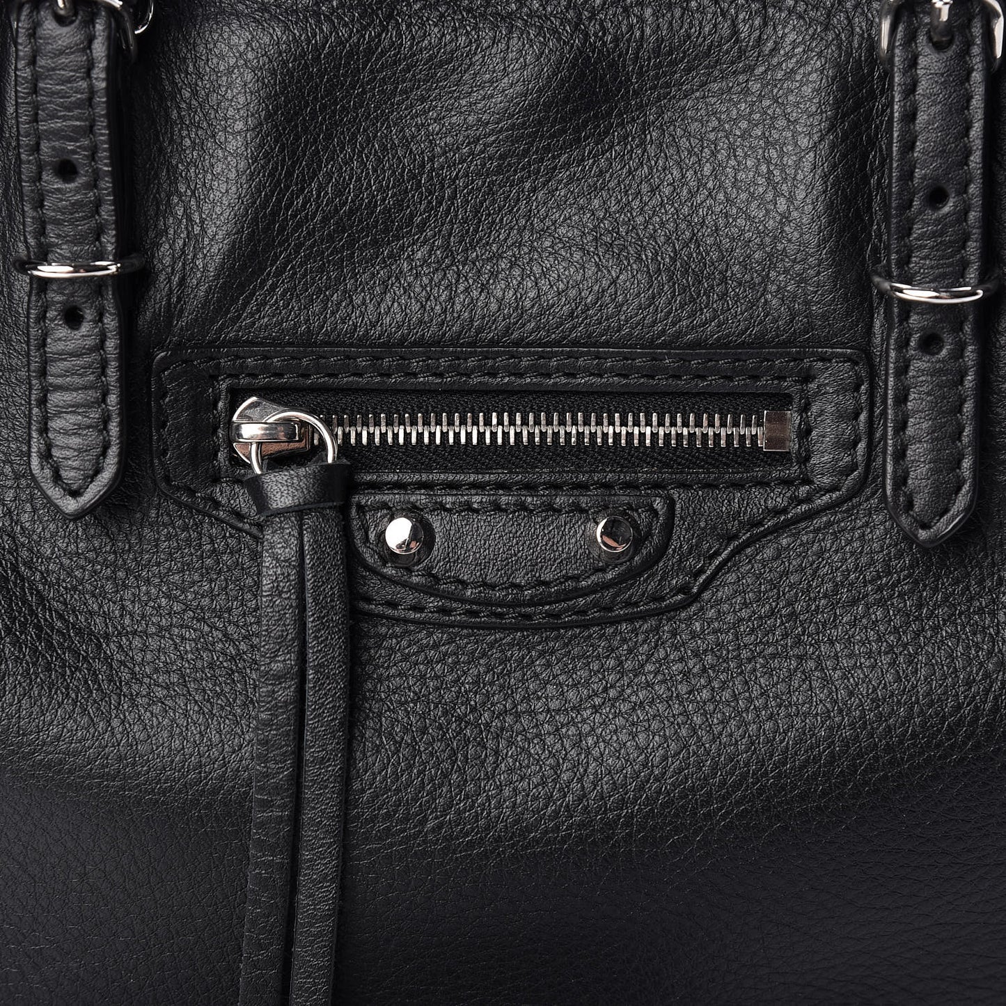 Grained Calfskin Papier Mini A4 Zip Around Tote Black