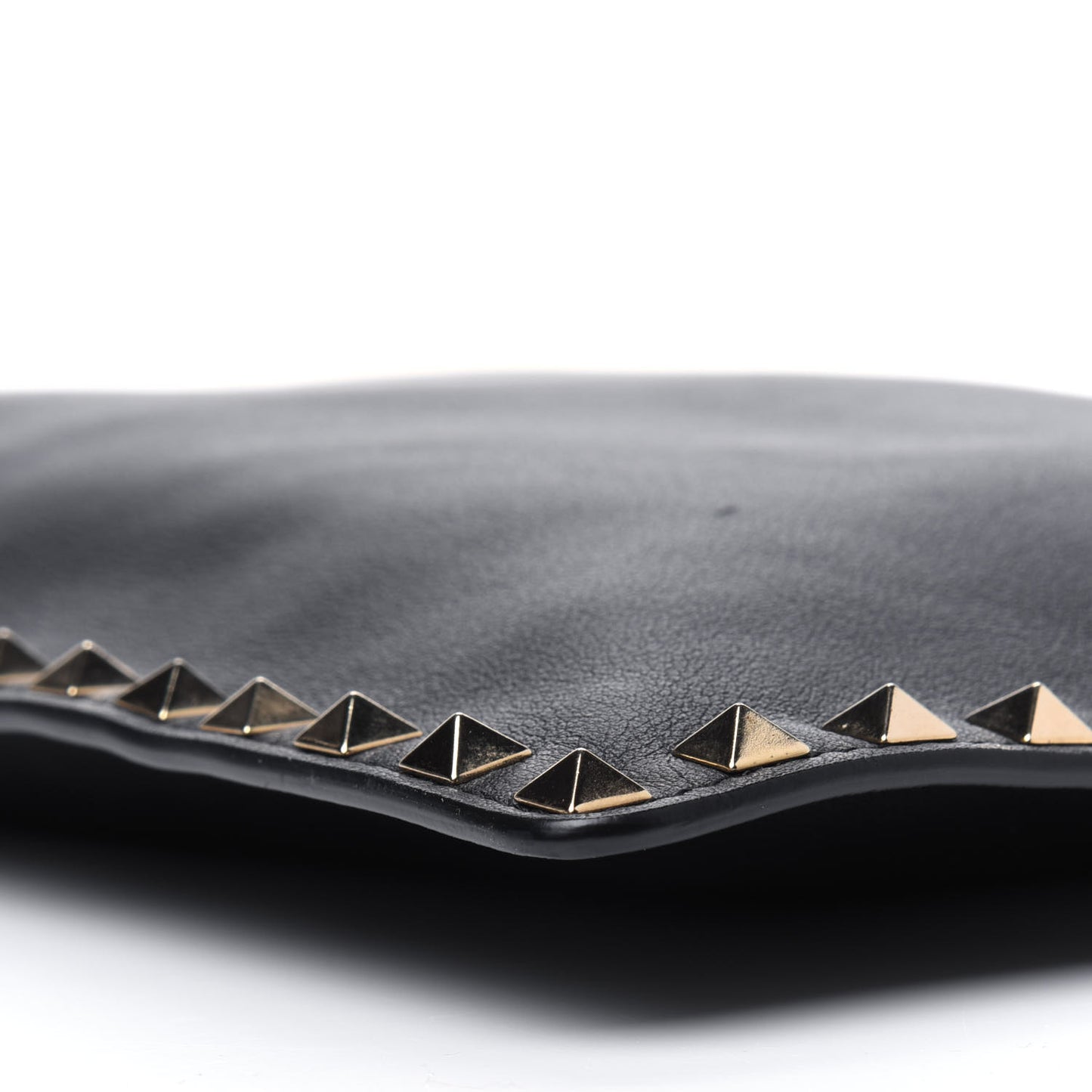 Vitello Large Rockstud Zip Pouch Black