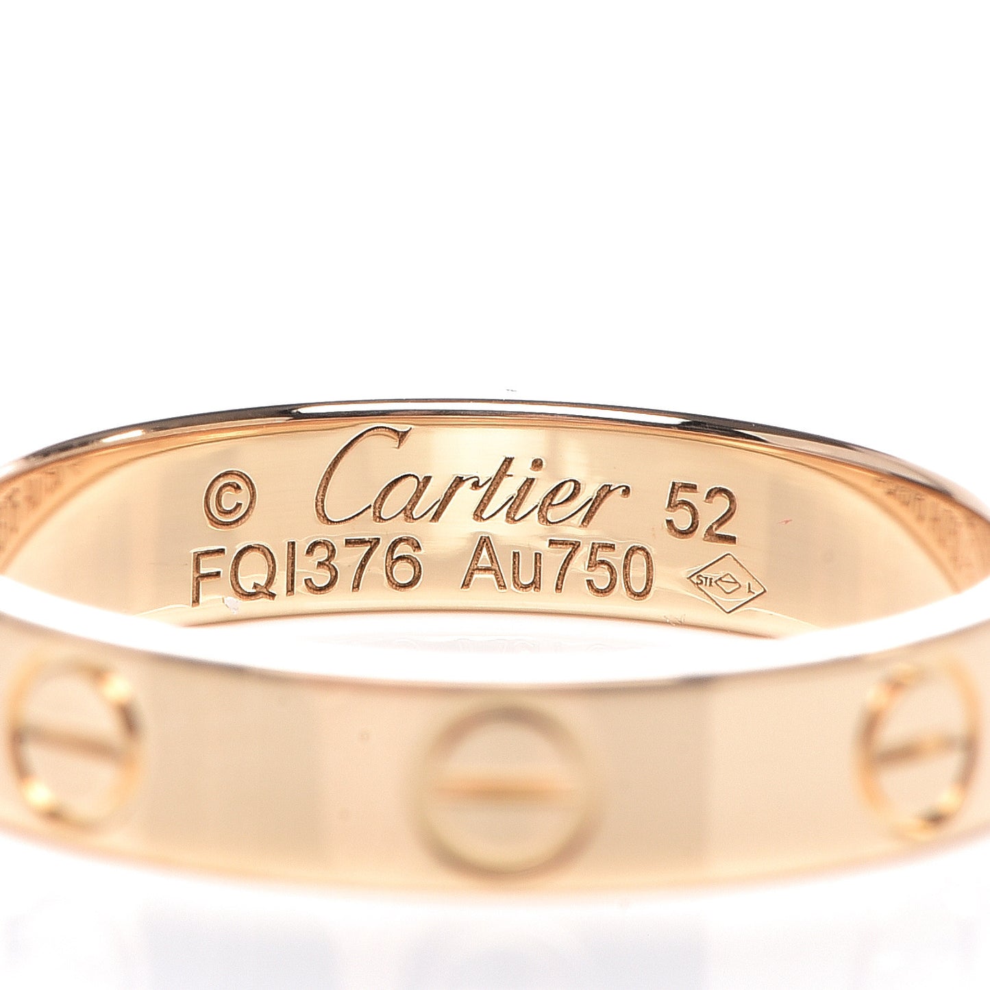 18K Yellow Gold 3.5mm LOVE Wedding Band Ring 52 6