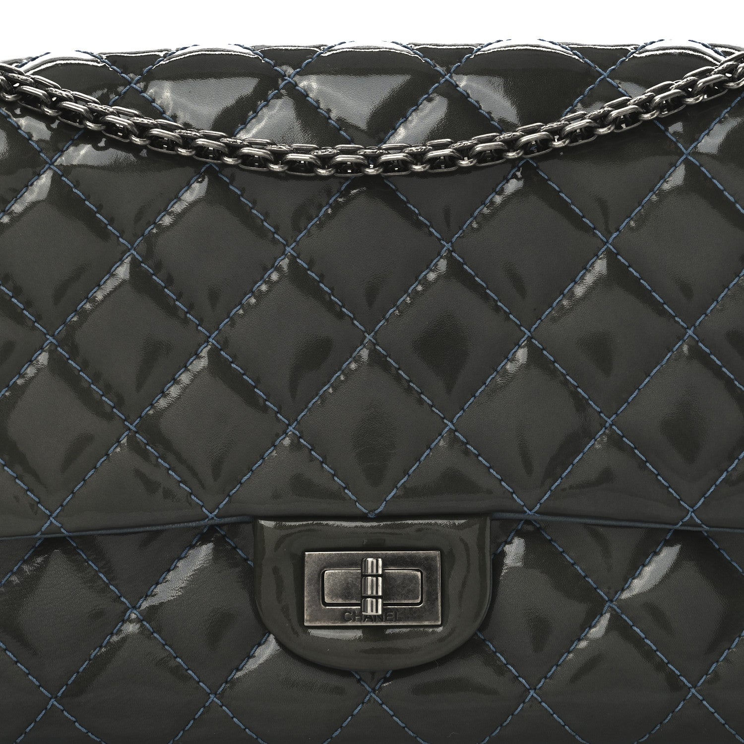 Chanel Patent Quilted 2.55 Reissue 226 Flap Blue 8 of 10