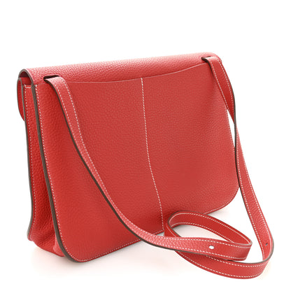 Hermes Taurillon Clemence Verso Halzan 31 GM Rouge Casaque Vermillion 3 of 11