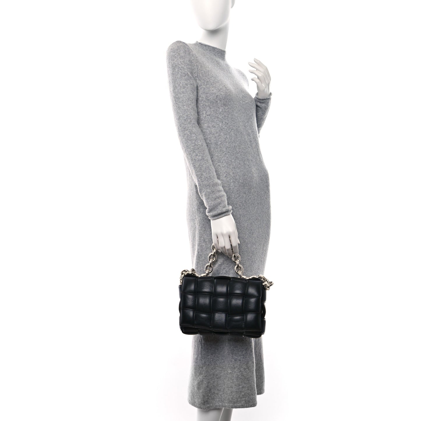 Lambskin Maxi Intrecciato Padded Chain Cassette Crossbody Bag Black