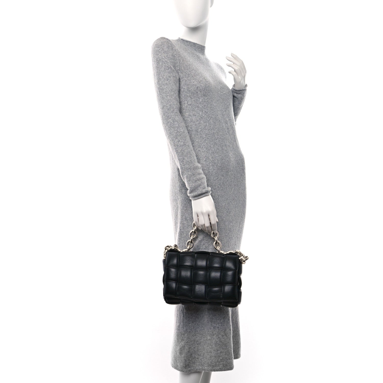 Bottega Veneta Lambskin Maxi Intrecciato Padded Chain Cassette Crossbody Bag Black 2 of 8