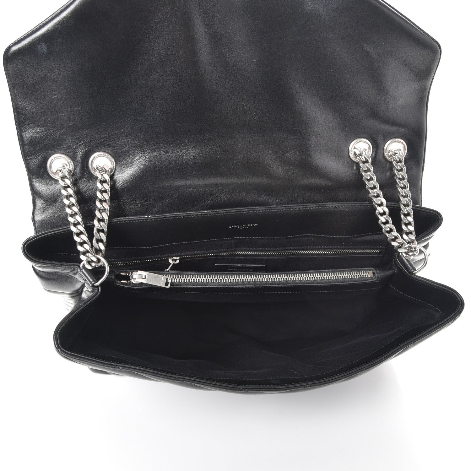 Saint Laurent Calfskin Y Quilted Monogram Large Loulou Chain Satchel Black 6 of 8