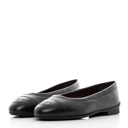 Chanel Calfskin CC Cap Toe Uniform Ballerina Flats 36 Black 3 of 10