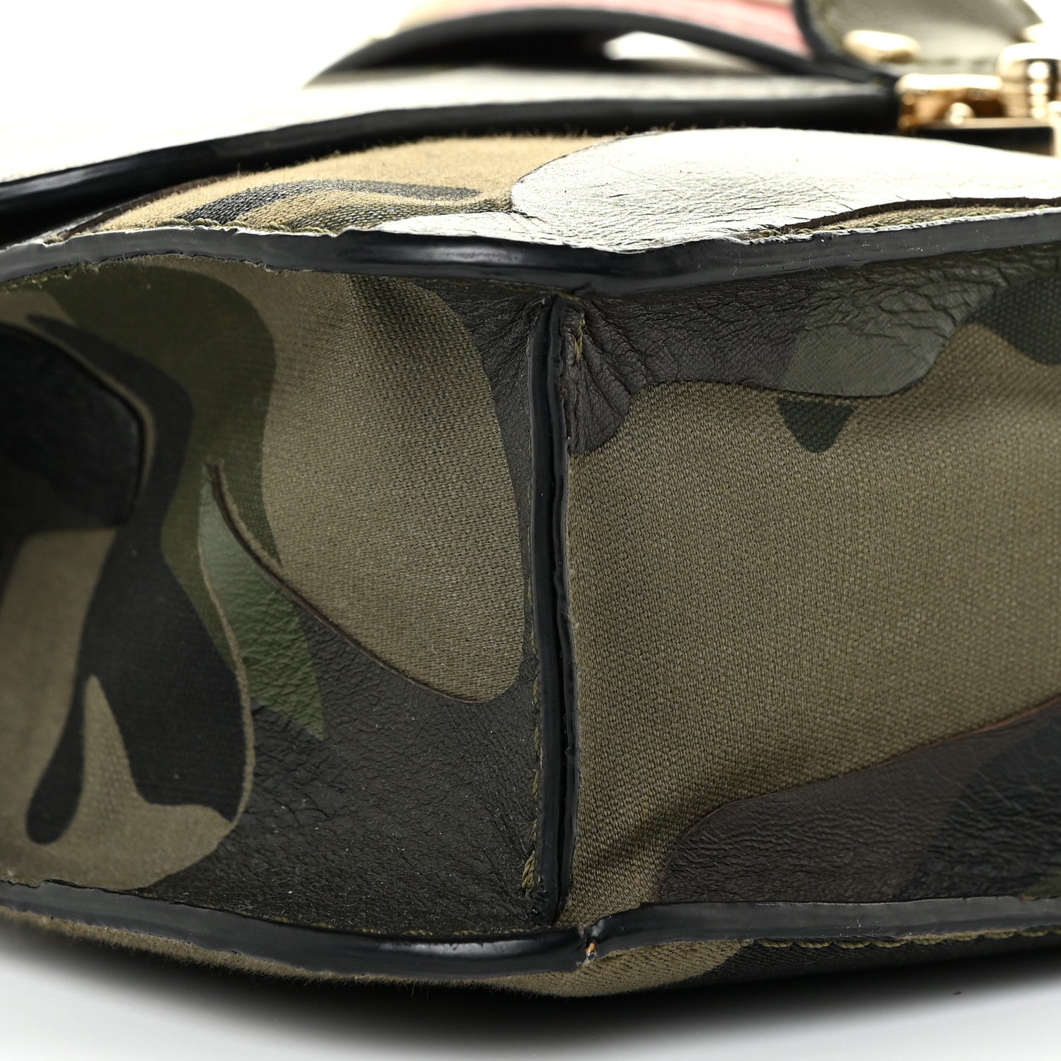 Valentino Garavani Nappa Canvas Camouflage Medium Glam Lock Rockstud Flap Verde 9 of 17
