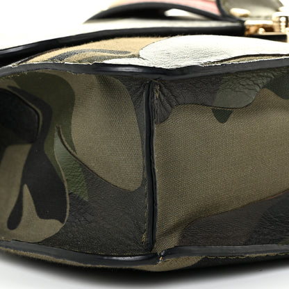 Valentino Garavani Nappa Canvas Camouflage Medium Glam Lock Rockstud Flap Verde 9 of 17