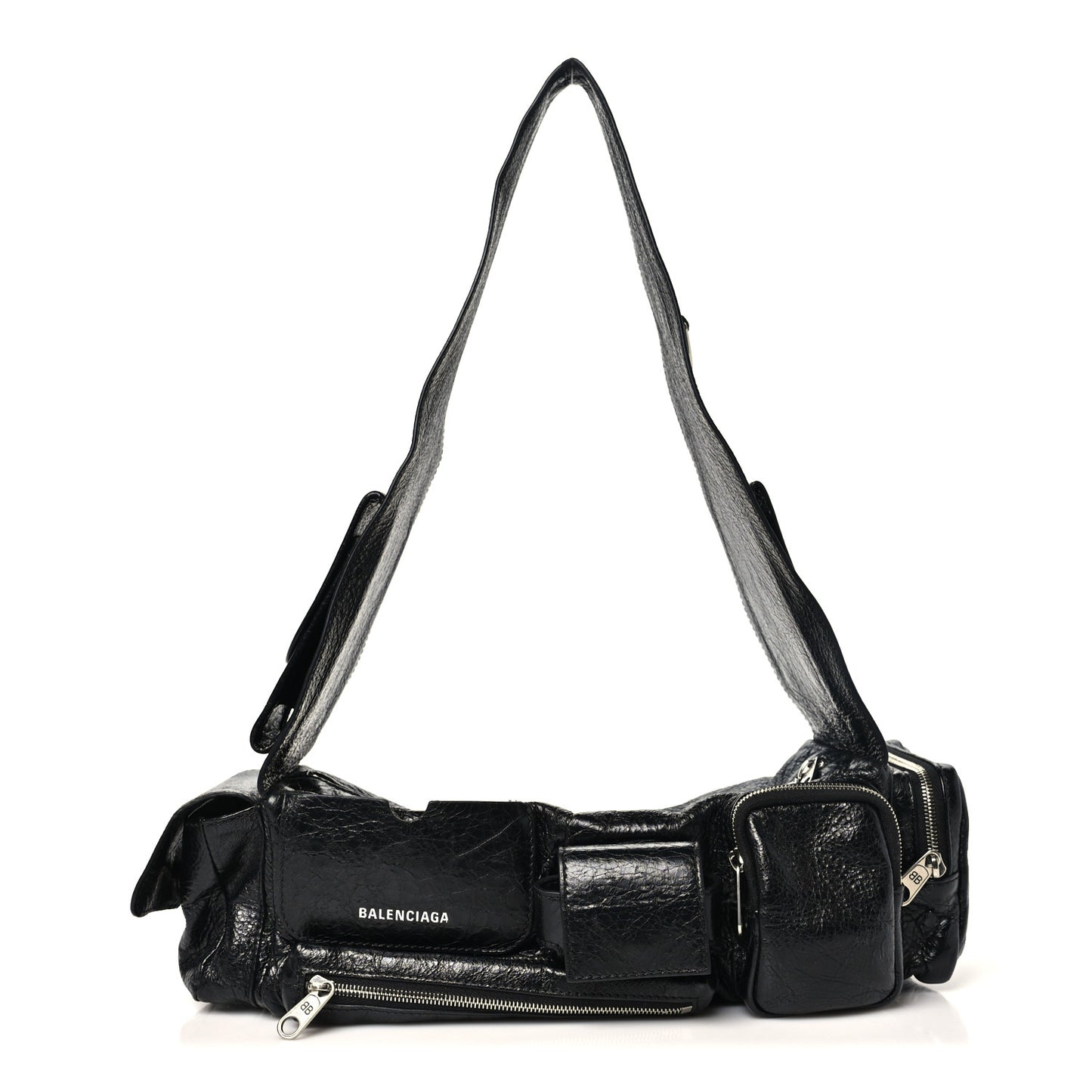 Agneau Arena Superbusy XS Sling Zip Shoulder Bag Black
