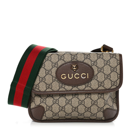Gucci GG Supreme Monogram Web Small Neo Vintage Double Flap Messenger Bag Beige New Acero 1 of 16