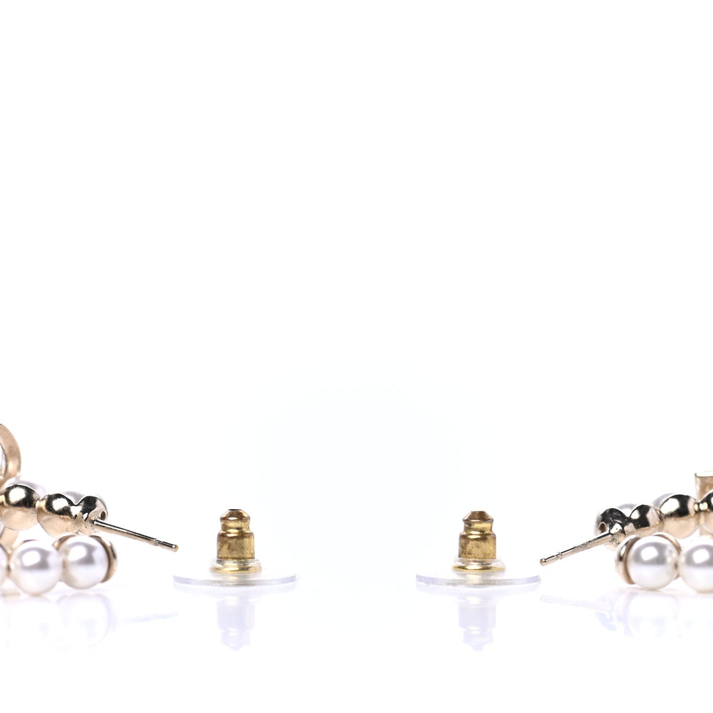 Crystal Pearl CC No 5 Hoop Drop Earring Gold