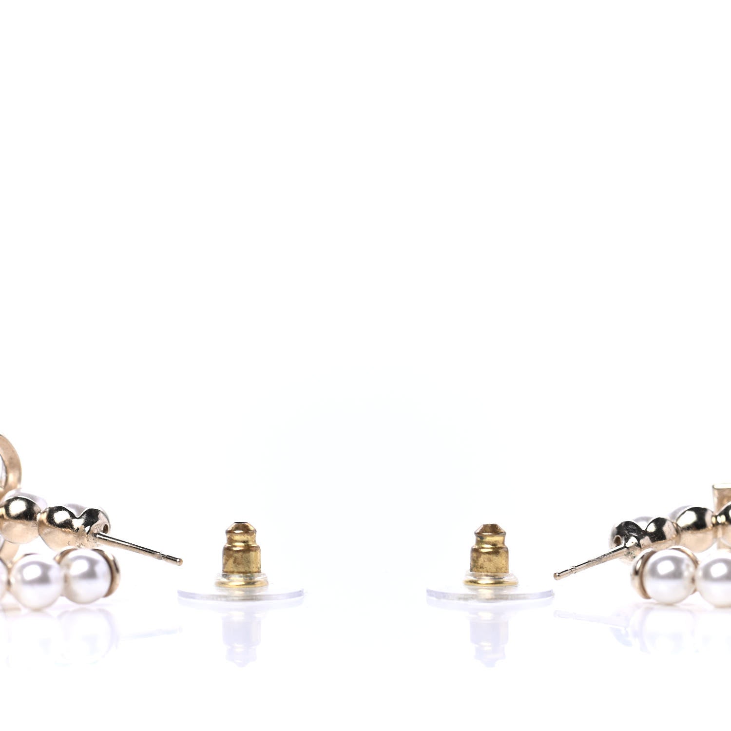 Chanel Crystal Pearl CC No 5 Hoop Drop Earring Gold 3 of 4