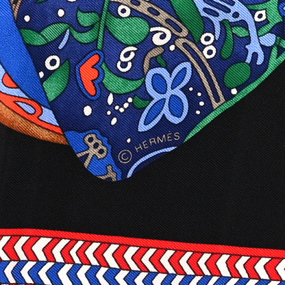 Hermes Silk Selle Des Steppes Scarf 90 Black Rouge Multicolor 3 of 3