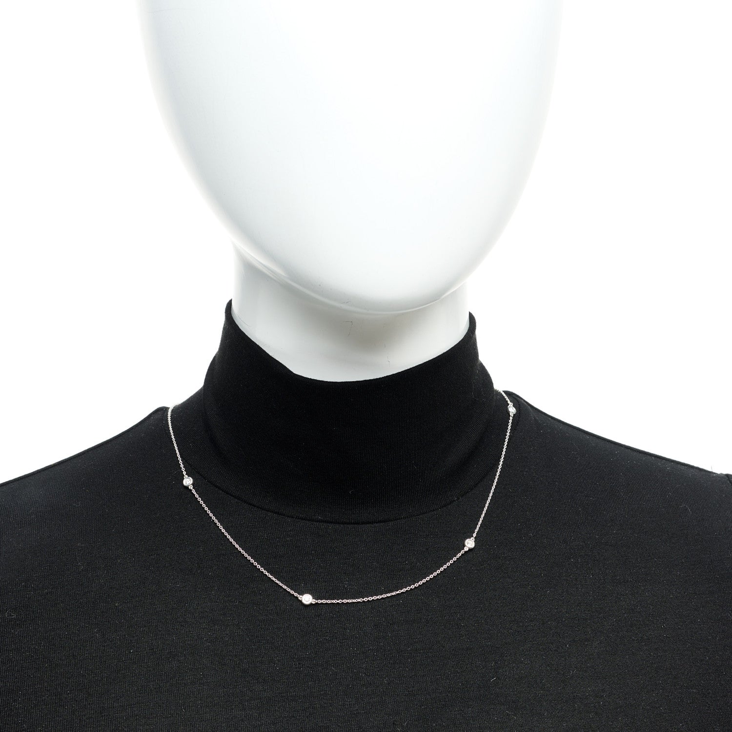 Tiffany Sterling Silver Diamond .25ctw Elsa Peretti Diamonds by the Yard Five Station Necklace 6 of 6