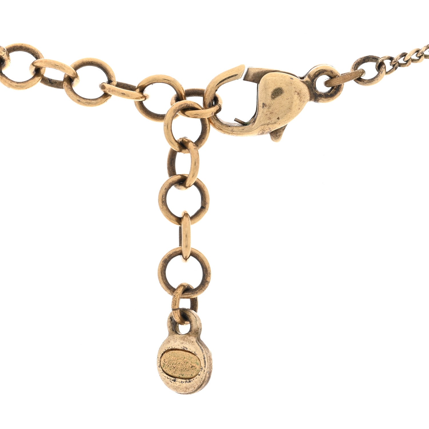 Chanel Gripoix Poured Glass CC Pendant Necklace Gold 4 of 5