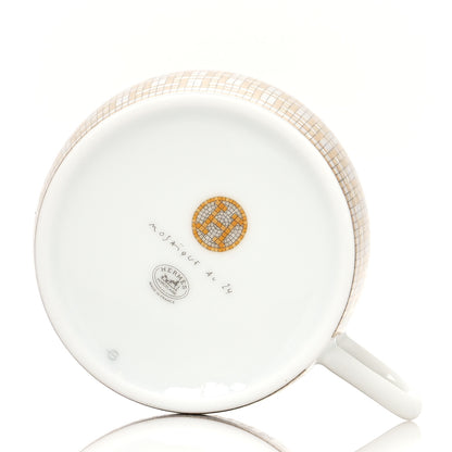 Hermes Porcelain Mosaique Au 24 Gold Tea Cup And Saucer Set Of 2 5 of 10