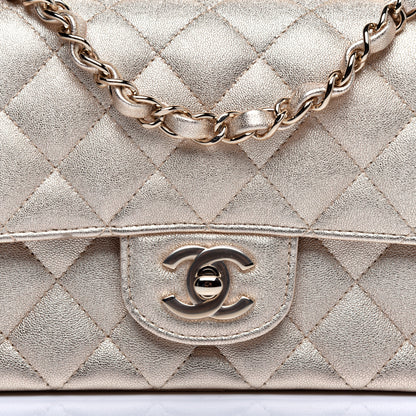 Chanel Metallic Lambskin Quilted Mini Rectangular Flap Gold 10 of 11