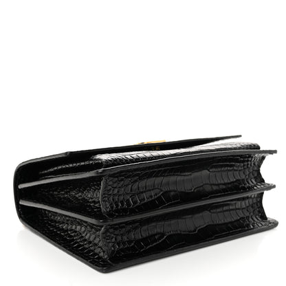 Saint Laurent Calfskin Crocodile Embossed Medium Monogram Sunset Black 4 of 10