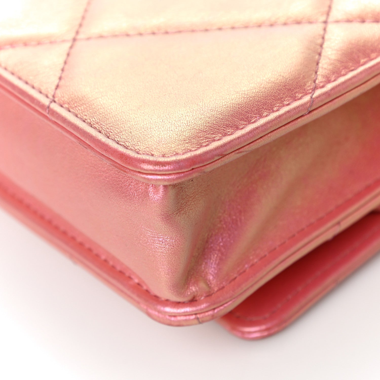 Chanel Iridescent Calfskin Quilted Chanel 19 Wallet On Chain WOC Pink 13 of 19