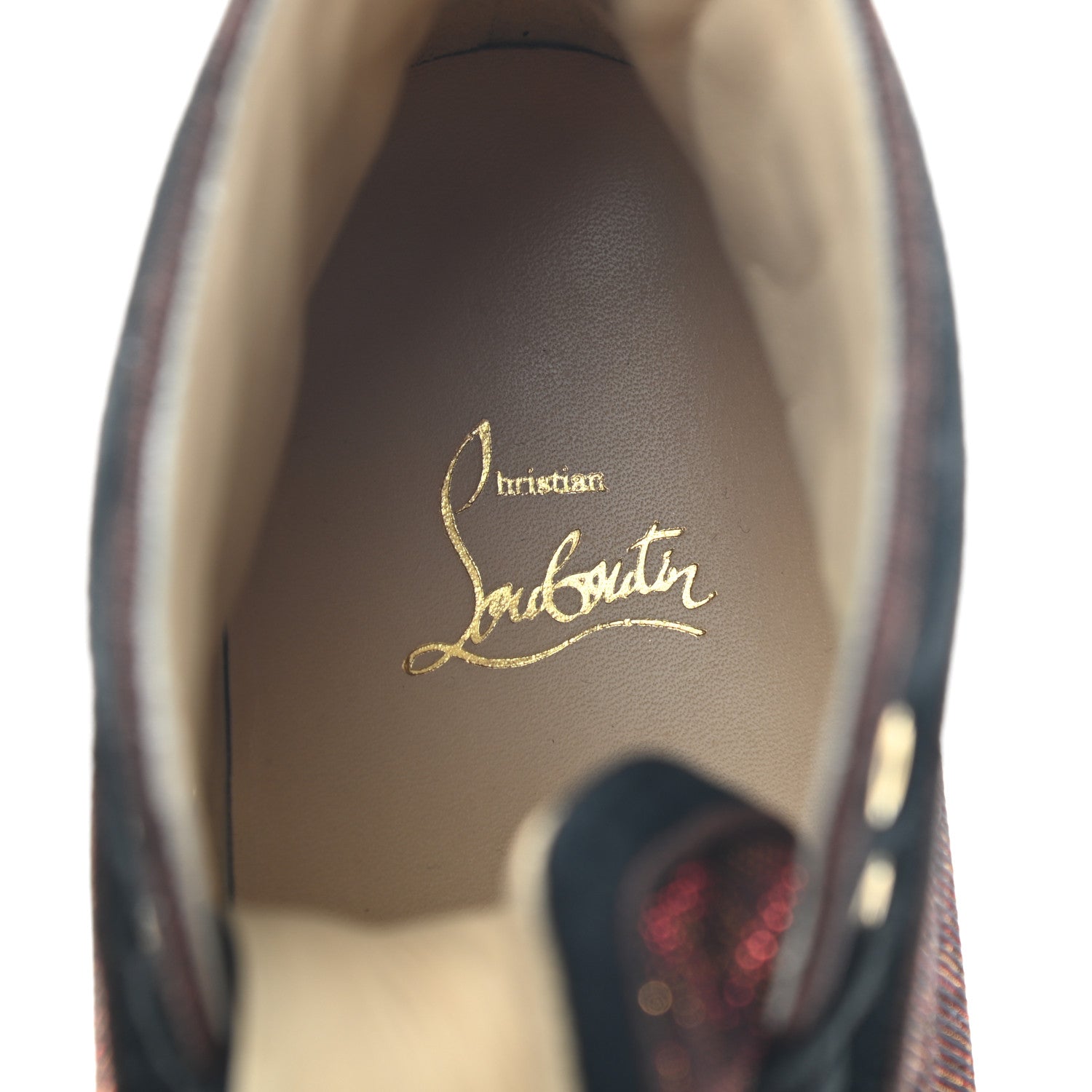 Christian Louboutin Calfskin Lurex Specchio Spikes Louis Orlato Flat Sneakers 37 Black Gold 7 of 8