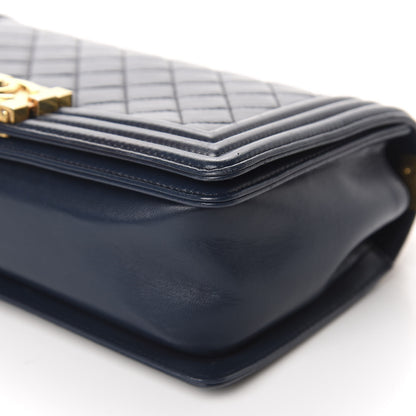 Chanel Lambskin Quilted Medium Boy Flap Dark Navy 7 of 14