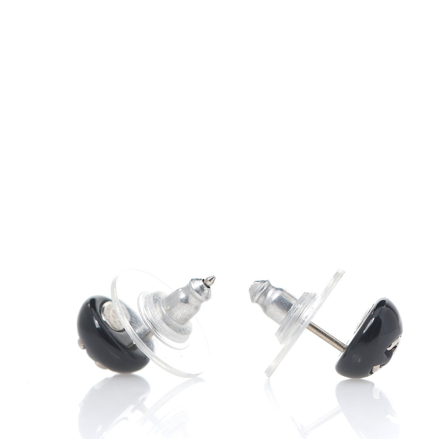 Enamel CC Earrings Black Silver
